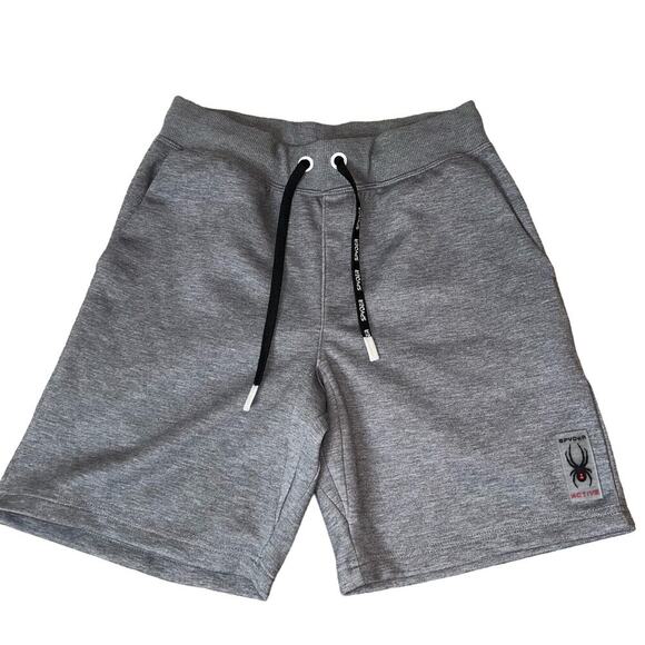 Men's Spyder brand jogging sweat shorts gray waist tie pull on SZ SM comfort - Picture 1 of 11